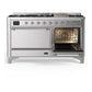 ILVE Majestic III 60-Inch Dual Fuel Range with 9 Sealed Burners + Griddle, 5.8 cu. ft. Oven, Stainless Steel with Chrome Trim, Natural Gas, Solid Door, UM60FQNR3SSC