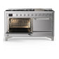 ILVE Majestic III 60-Inch Dual Fuel Range with 9 Sealed Burners + Griddle, 5.8 cu. ft. Oven, Stainless Steel with Chrome Trim, Natural Gas, Solid Door, UM60FQNR3SSC