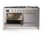 ILVE Majestic III 60-Inch Dual Fuel Range with 9 Sealed Burners + Griddle, 5.8 cu. ft. Oven, Stainless Steel with Copper Trim, Natural Gas, Solid Door, UM60FQNR3SSP