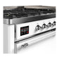 ILVE Majestic III 60-Inch Dual Fuel Range with 9 Sealed Burners + Griddle, 5.8 cu. ft. Oven, White with Chrome Trim, Natural Gas, Solid Door, UM60FQNR3WHC