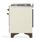 ILVE Majestic III 60-Inch Dual Fuel Range with 7 Sealed Burners + Griddle + French Top, 5.8 cu. ft. Oven, Antique White with Burnished Trim, Liquid Propane, Triple Glass Door, UM60FSNR3AWBLP