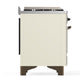 ILVE Majestic III 60-Inch Dual Fuel Range with 7 Sealed Burners + Griddle + French Top, 5.8 cu. ft. Oven, Antique White with Burnished Trim, Natural Gas, Triple Glass Door, UM60FSNR3AWB
