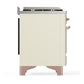 ILVE Majestic III 60-Inch Dual Fuel Range with 7 Sealed Burners + Griddle + French Top, 5.8 cu. ft. Oven, Antique White with Copper Trim, Liquid Propane, Triple Glass Door, UM60FSNR3AWPLP