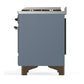 ILVE Majestic III 60-Inch Dual Fuel Range with 7 Sealed Burners + Griddle + French Top, 5.8 cu. ft. Oven, Blue Grey with Burnished Trim, Natural Gas, Triple Glass Door, UM60FSNR3BGB