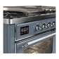 ILVE Majestic III 60-Inch Dual Fuel Range with 7 Sealed Burners + Griddle + French Top, 5.8 cu. ft. Oven, Blue Grey with Chrome Trim, Liquid Propane, Triple Glass Door, UM60FSNR3BGCLP