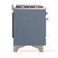 ILVE Majestic III 60-Inch Dual Fuel Range with 7 Sealed Burners + Griddle + French Top, 5.8 cu. ft. Oven, Blue Grey with Copper Trim, Natural Gas, Triple Glass Door, UM60FSNR3BGP
