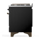 ILVE Majestic III 60-Inch Dual Fuel Range with 7 Sealed Burners + Griddle + French Top, 5.8 cu. ft. Oven, Glossy Black with Burnished Trim, Natural Gas, Triple Glass Door, UM60FSNR3BKB