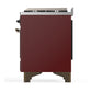 ILVE Majestic III 60-Inch Dual Fuel Range with 7 Sealed Burners + Griddle + French Top, 5.8 cu. ft. Oven, Burgundy with Burnished Trim, Liquid Propane, Triple Glass Door, UM60FSNR3BUBLP