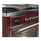 ILVE Majestic III 60-Inch Dual Fuel Range with 7 Sealed Burners + Griddle + French Top, 5.8 cu. ft. Oven, Burgundy with Chrome Trim, Liquid Propane, Triple Glass Door, UM60FSNR3BUCLP