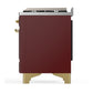 ILVE Majestic III 60-Inch Dual Fuel Range with 7 Sealed Burners + Griddle + French Top, 5.8 cu. ft. Oven, Burgundy with Brass Trim, Natural Gas, Triple Glass Door, UM60FSNR3BUG