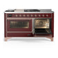 ILVE Majestic III 60-Inch Dual Fuel Range with 7 Sealed Burners + Griddle + French Top, 5.8 cu. ft. Oven, Burgundy with Copper Trim, Natural Gas, Triple Glass Door, UM60FSNR3BUP
