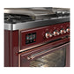 ILVE Majestic III 60-Inch Dual Fuel Range with 7 Sealed Burners + Griddle + French Top, 5.8 cu. ft. Oven, Burgundy with Copper Trim, Natural Gas, Triple Glass Door, UM60FSNR3BUP