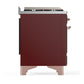 ILVE Majestic III 60-Inch Dual Fuel Range with 7 Sealed Burners + Griddle + French Top, 5.8 cu. ft. Oven, Burgundy with Copper Trim, Natural Gas, Triple Glass Door, UM60FSNR3BUP