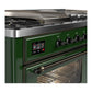 ILVE Majestic III 60-Inch Dual Fuel Range with 7 Sealed Burners + Griddle + French Top, 5.8 cu. ft. Oven, Emerald Green with Burnished Trim, Liquid Propane, Triple Glass Door, UM60FSNR3EGBLP
