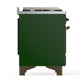 ILVE Majestic III 60-Inch Dual Fuel Range with 7 Sealed Burners + Griddle + French Top, 5.8 cu. ft. Oven, Emerald Green with Burnished Trim, Liquid Propane, Triple Glass Door, UM60FSNR3EGBLP