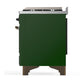 ILVE Majestic III 60-Inch Dual Fuel Range with 7 Sealed Burners + Griddle + French Top, 5.8 cu. ft. Oven, Emerald Green with Burnished Trim, Liquid Propane, Triple Glass Door, UM60FSNR3EGBLP