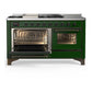 ILVE Majestic III 60-Inch Dual Fuel Range with 7 Sealed Burners + Griddle + French Top, 5.8 cu. ft. Oven, Emerald Green with Burnished Trim, Natural Gas, Triple Glass Door, UM60FSNR3EGB