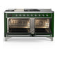 ILVE Majestic III 60-Inch Dual Fuel Range with 7 Sealed Burners + Griddle + French Top, 5.8 cu. ft. Oven, Emerald Green with Chrome Trim, Liquid Propane, Triple Glass Door, UM60FSNR3EGCLP