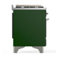 ILVE Majestic III 60-Inch Dual Fuel Range with 7 Sealed Burners + Griddle + French Top, 5.8 cu. ft. Oven, Emerald Green with Chrome Trim, Liquid Propane, Triple Glass Door, UM60FSNR3EGCLP