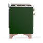 ILVE Majestic III 60-Inch Dual Fuel Range with 7 Sealed Burners + Griddle + French Top, 5.8 cu. ft. Oven, Emerald Green with Copper Trim, Liquid Propane, Triple Glass Door, UM60FSNR3EGPLP
