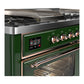 ILVE Majestic III 60-Inch Dual Fuel Range with 7 Sealed Burners + Griddle + French Top, 5.8 cu. ft. Oven, Emerald Green with Copper Trim, Natural Gas, Triple Glass Door, UM60FSNR3EGP