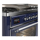 ILVE Majestic III 60-Inch Dual Fuel Range with 7 Sealed Burners + Griddle + French Top, 5.8 cu. ft. Oven, Mightnight Blue with Chrome Trim, Liquid Propane, Triple Glass Door, UM60FSNR3MBCLP