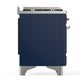ILVE Majestic III 60-Inch Dual Fuel Range with 7 Sealed Burners + Griddle + French Top, 5.8 cu. ft. Oven, Mightnight Blue with Chrome Trim, Liquid Propane, Triple Glass Door, UM60FSNR3MBCLP