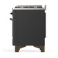 ILVE Majestic III 60-Inch Dual Fuel Range with 7 Sealed Burners + Griddle + French Top, 5.8 cu. ft. Oven, Matte Graphite with Burnished Trim, Liquid Propane, Triple Glass Door, UM60FSNR3MGBLP