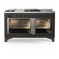 ILVE Majestic III 60-Inch Dual Fuel Range with 7 Sealed Burners + Griddle + French Top, 5.8 cu. ft. Oven, Matte Graphite with Burnished Trim, Natural Gas, Triple Glass Door, UM60FSNR3MGB