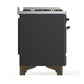ILVE Majestic III 60-Inch Dual Fuel Range with 7 Sealed Burners + Griddle + French Top, 5.8 cu. ft. Oven, Matte Graphite with Burnished Trim, Natural Gas, Triple Glass Door, UM60FSNR3MGB