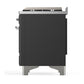 ILVE Majestic III 60-Inch Dual Fuel Range with 7 Sealed Burners + Griddle + French Top, 5.8 cu. ft. Oven, Matte Graphite with Chrome Trim, Natural Gas, Triple Glass Door, UM60FSNR3MGC