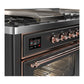 ILVE Majestic III 60-Inch Dual Fuel Range with 7 Sealed Burners + Griddle + French Top, 5.8 cu. ft. Oven, Matte Graphite with Copper Trim, Liquid Propane, Triple Glass Door, UM60FSNR3MGPLP