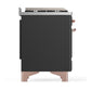 ILVE Majestic III 60-Inch Dual Fuel Range with 7 Sealed Burners + Griddle + French Top, 5.8 cu. ft. Oven, Matte Graphite with Copper Trim, Liquid Propane, Triple Glass Door, UM60FSNR3MGPLP