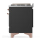 ILVE Majestic III 60-Inch Dual Fuel Range with 7 Sealed Burners + Griddle + French Top, 5.8 cu. ft. Oven, Matte Graphite with Copper Trim, Natural Gas, Triple Glass Door, UM60FSNR3MGP
