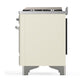 ILVE Majestic III 60-Inch Dual Fuel Range with 7 Sealed Burners + Griddle + French Top, 5.8 cu. ft. Oven, Antique White with Chrome Trim, Liquid Propane, Solid Door, UM60FSQNR3AWCLP