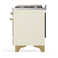 ILVE Majestic III 60-Inch Dual Fuel Range with 7 Sealed Burners + Griddle + French Top, 5.8 cu. ft. Oven, Antique White with Brass Trim, Liquid Propane, Solid Door, UM60FSQNR3AWGLP
