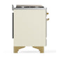 ILVE Majestic III 60-Inch Dual Fuel Range with 7 Sealed Burners + Griddle + French Top, 5.8 cu. ft. Oven, Antique White with Brass Trim, Natural Gas, Solid Door, UM60FSQNR3AWG