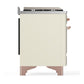 ILVE Majestic III 60-Inch Dual Fuel Range with 7 Sealed Burners + Griddle + French Top, 5.8 cu. ft. Oven, Antique White with Copper Trim, Natural Gas, Solid Door, UM60FSQNR3AWP
