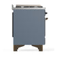 ILVE Majestic III 60-Inch Dual Fuel Range with 7 Sealed Burners + Griddle + French Top, 5.8 cu. ft. Oven, Blue Grey with Burnished Trim, Liquid Propane, Solid Door, UM60FSQNR3BGBLP