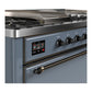 ILVE Majestic III 60-Inch Dual Fuel Range with 7 Sealed Burners + Griddle + French Top, 5.8 cu. ft. Oven, Blue Grey with Burnished Trim, Natural Gas, Solid Door, UM60FSQNR3BGB