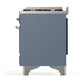 ILVE Majestic III 60-Inch Dual Fuel Range with 7 Sealed Burners + Griddle + French Top, 5.8 cu. ft. Oven, Blue Grey with Chrome Trim, Liquid Propane, Solid Door, UM60FSQNR3BGCLP