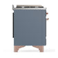 ILVE Majestic III 60-Inch Dual Fuel Range with 7 Sealed Burners + Griddle + French Top, 5.8 cu. ft. Oven, Blue Grey with Copper Trim, Liquid Propane, Solid Door, UM60FSQNR3BGPLP