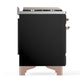 ILVE Majestic III 60-Inch Dual Fuel Range with 7 Sealed Burners + Griddle + French Top, 5.8 cu. ft. Oven, Glossy Black with Copper Trim, Natural Gas, Solid Door, UM60FSQNR3BKP