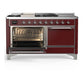 ILVE Majestic III 60-Inch Dual Fuel Range with 7 Sealed Burners + Griddle + French Top, 5.8 cu. ft. Oven, Burgundy with Chrome Trim, Natural Gas, Solid Door, UM60FSQNR3BUC