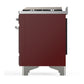 ILVE Majestic III 60-Inch Dual Fuel Range with 7 Sealed Burners + Griddle + French Top, 5.8 cu. ft. Oven, Burgundy with Chrome Trim, Natural Gas, Solid Door, UM60FSQNR3BUC