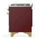 ILVE Majestic III 60-Inch Dual Fuel Range with 7 Sealed Burners + Griddle + French Top, 5.8 cu. ft. Oven, Burgundy with Brass Trim, Liquid Propane, Solid Door, UM60FSQNR3BUGLP