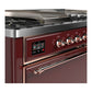 ILVE Majestic III 60-Inch Dual Fuel Range with 7 Sealed Burners + Griddle + French Top, 5.8 cu. ft. Oven, Burgundy with Copper Trim, Liquid Propane, Solid Door, UM60FSQNR3BUPLP
