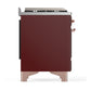 ILVE Majestic III 60-Inch Dual Fuel Range with 7 Sealed Burners + Griddle + French Top, 5.8 cu. ft. Oven, Burgundy with Copper Trim, Liquid Propane, Solid Door, UM60FSQNR3BUPLP