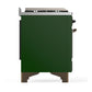 ILVE Majestic III 60-Inch Dual Fuel Range with 7 Sealed Burners + Griddle + French Top, 5.8 cu. ft. Oven, Emerald Green with Burnished Trim, Liquid Propane, Solid Door, UM60FSQNR3EGBLP