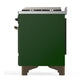 ILVE Majestic III 60-Inch Dual Fuel Range with 7 Sealed Burners + Griddle + French Top, 5.8 cu. ft. Oven, Emerald Green with Burnished Trim, Natural Gas, Solid Door, UM60FSQNR3EGB